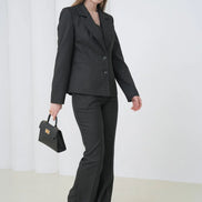 Black Striped Women Suit