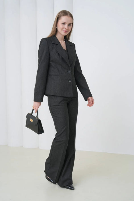 Black Striped Women Suit