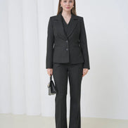 Black Striped Women Suit