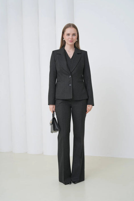 Black Striped Women Suit