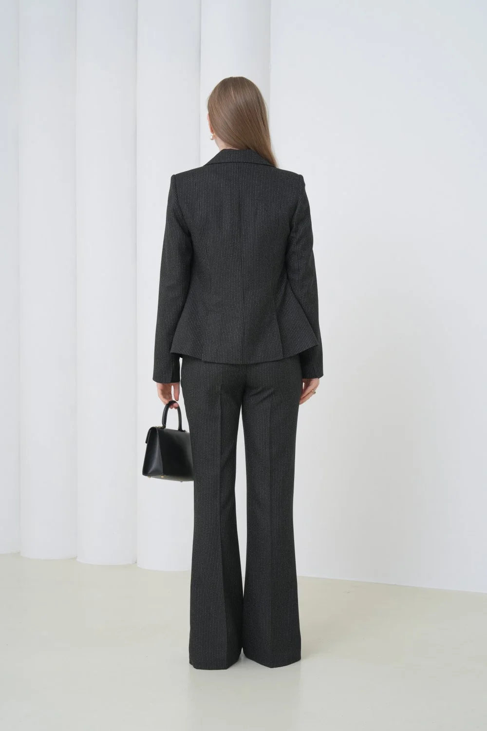 Black Striped Women Suit