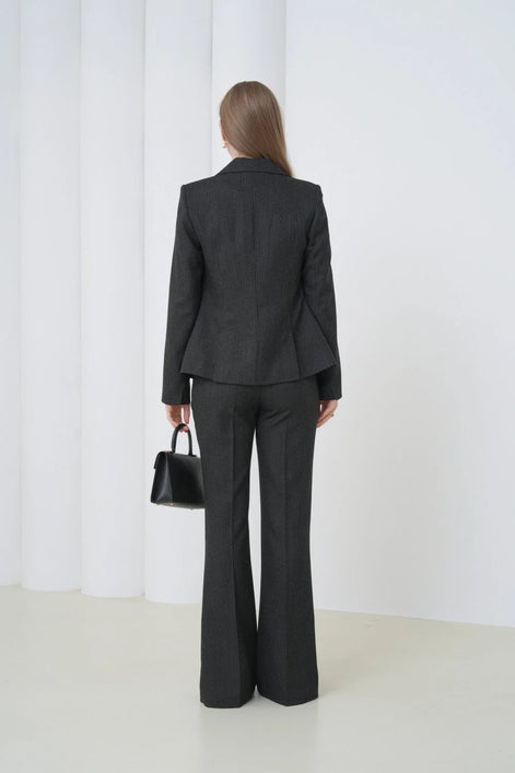 Black Striped Women Suit