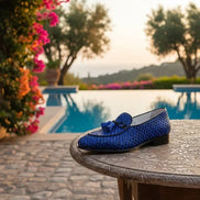 Blue Black Tassel Loafers