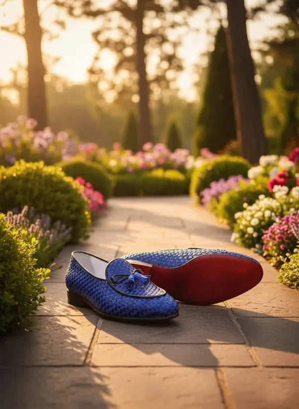 Blue Black Tassel Loafers