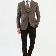 Ames Brown 3 Piece Shepherd's Check Wool Suit