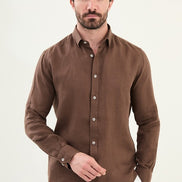 Marina Brown Mens Linen Shirt