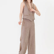 Mink Pinstripe Cropped Vest Suit Set