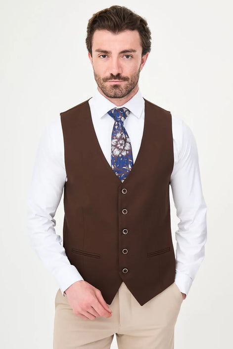 Brown Slim Vest