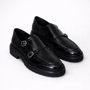 Black Double Monk Strap Pump Loafers