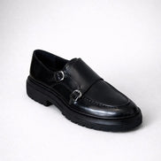 Black Double Monk Strap Pump Loafers