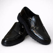 Black Double Monk Strap Pump Loafers