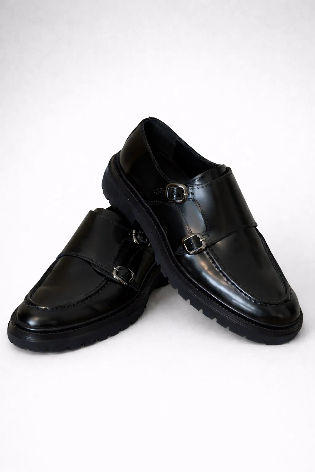 Black Double Monk Strap Pump Loafers
