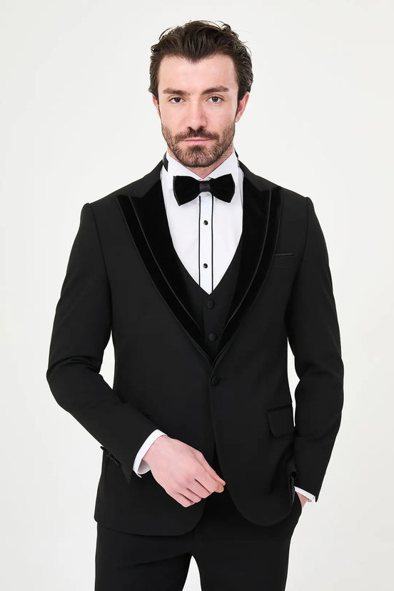 Black Velvet Peak Lapel Tuxedo