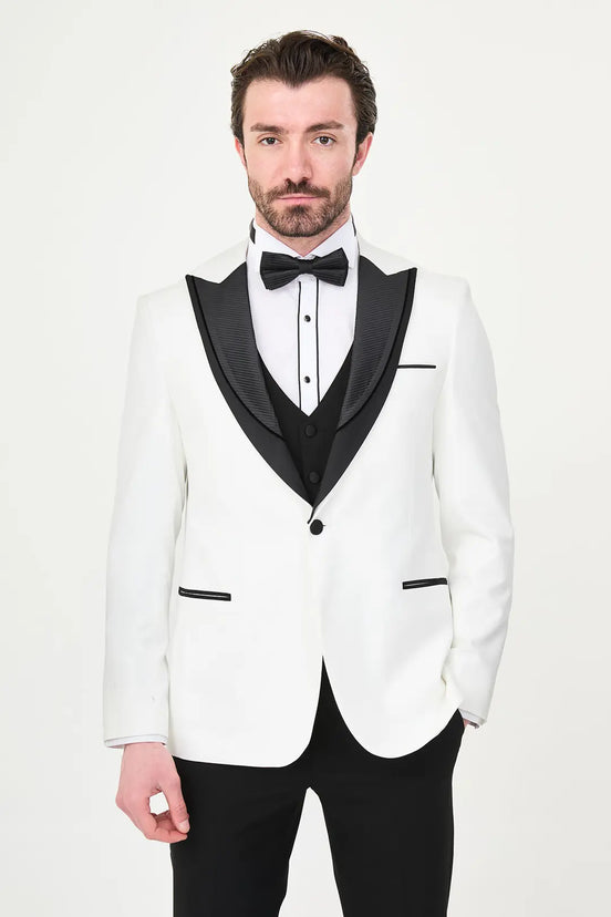 White & Black Peak Lapel Tuxedo
