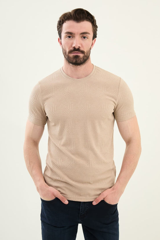 Beige Crew Neck T Shirt