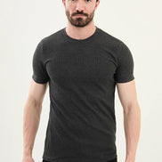 Checkered Dark Gray Crew Neck T Shirt