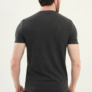Checkered Dark Gray Crew Neck T Shirt
