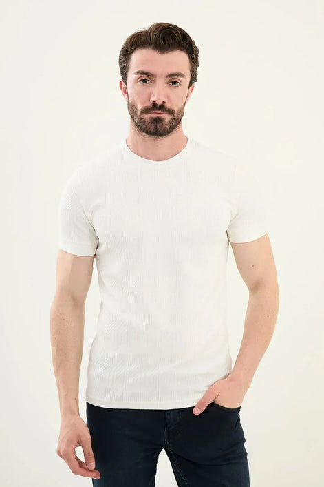 Checkered Off White Crew Neck T Shirt