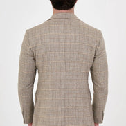Beige Checkered Wool Blazer