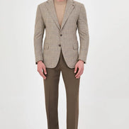 Beige Checkered Wool Blazer