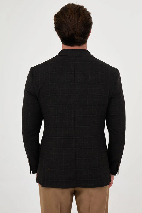 Dark Brown Wool Blazer Jacket