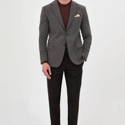 grey and black checkered blazer