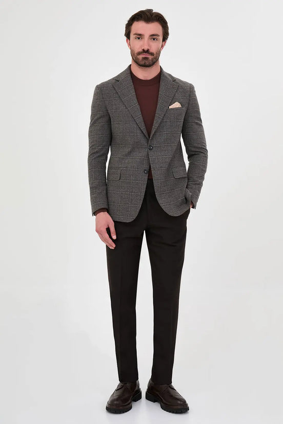 grey and black checkered blazer