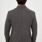 dark gray windowpane plaid blazer