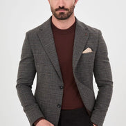 Checkered Wool Blazer Dark Gray