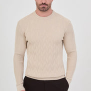 Chevron Knit Sweater Beige