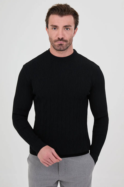 Chevron Knit Sweater Black