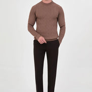 Brown Chevron Knit Sweater