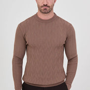 Chevron Knit Sweater Brown