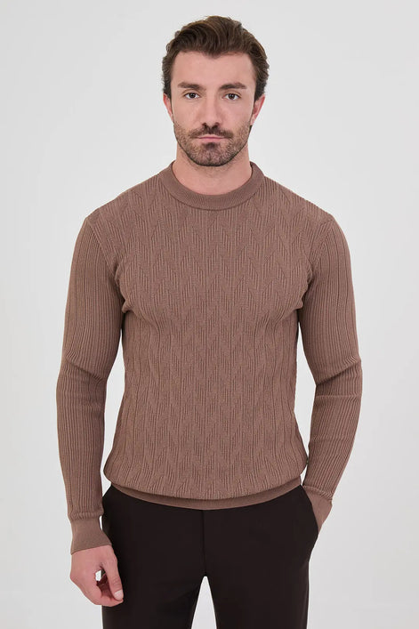 Chevron Knit Sweater Brown