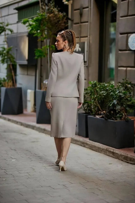 Beige Skirt Suit