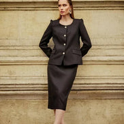 Black Wool Skirt Suit
