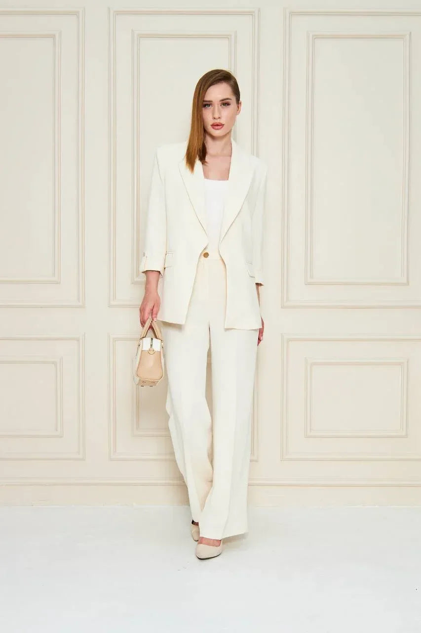 Cream Crepe Suit