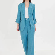 Embossed Linen Blue Suit