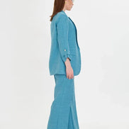 Embossed Linen Blue Suit