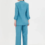 Embossed Linen Blue Suit
