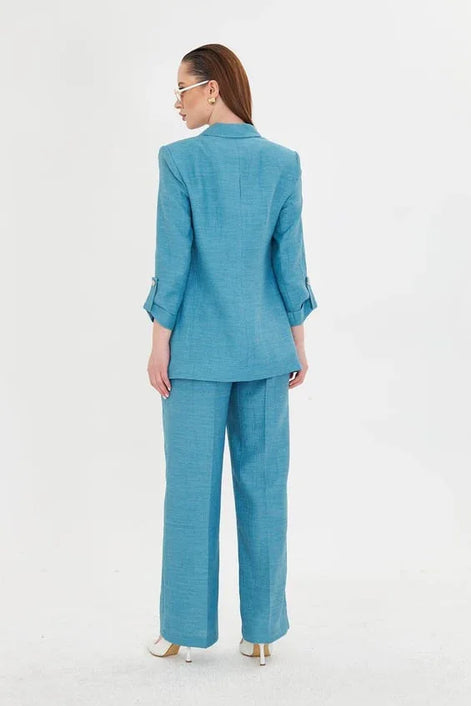Embossed Linen Blue Suit