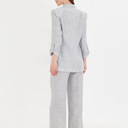 gray checkered suit