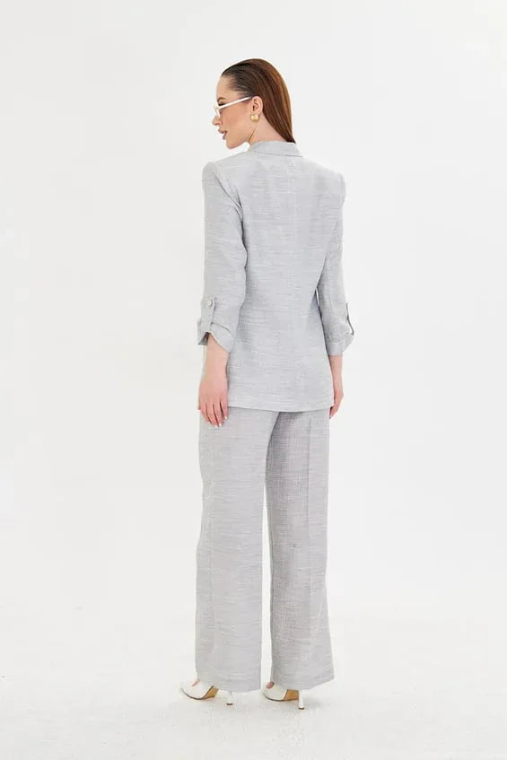 gray checkered suit