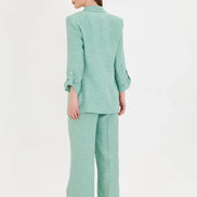 Conroe Embossed Linen Green Suit