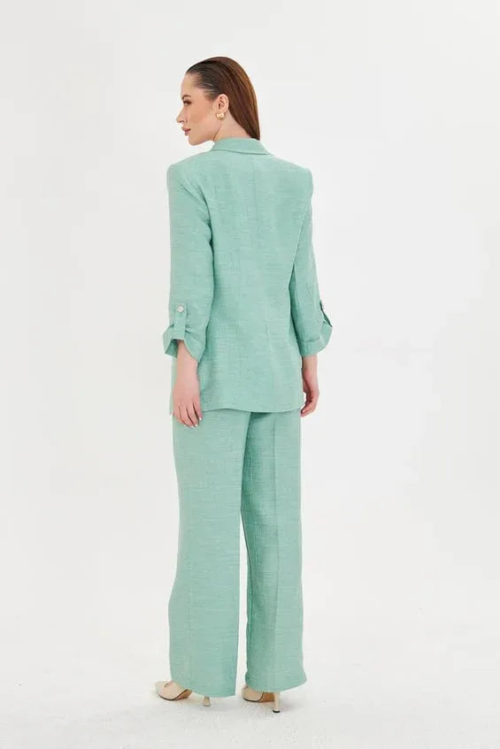 Conroe Embossed Linen Green Suit