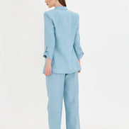 Linen Light Blue Suit for Women