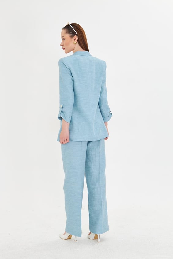 Linen Light Blue Suit for Women
