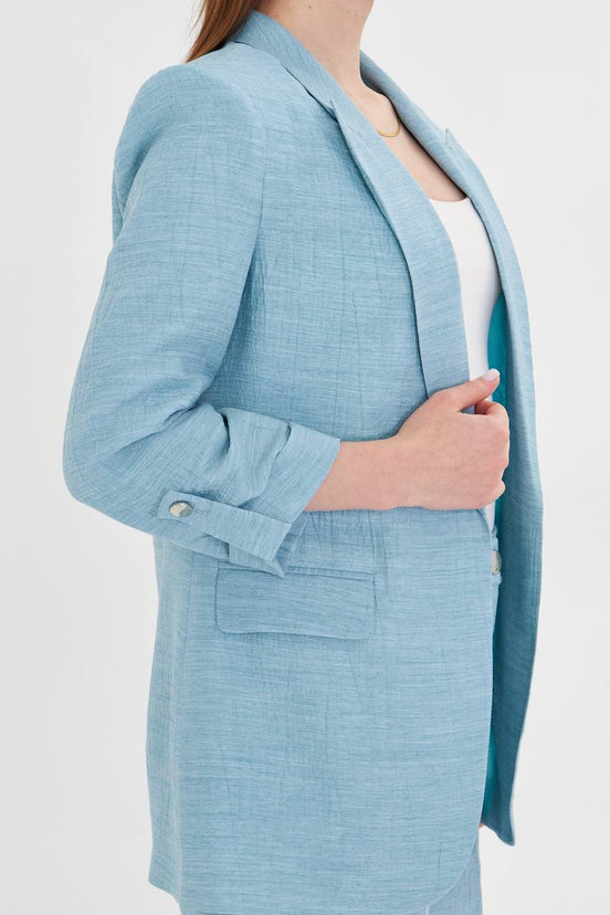 Embossed Linen Light Blue Suit