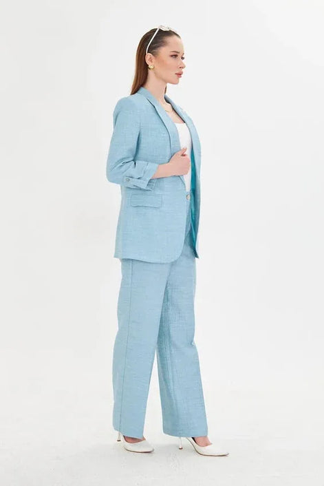 Embossed Linen Light Blue Suit