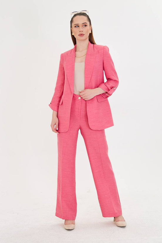 Embossed Linen Pink Suit